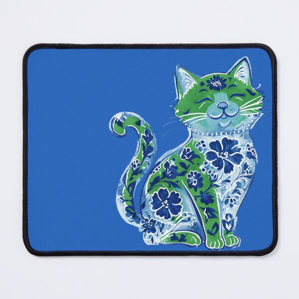 Item preview, Sitting cat in green and blue designed and sold by StarDustMinis.