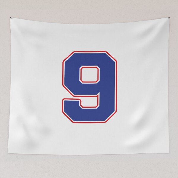 Item preview, Jersey Number 9 / Player Shirt Number Nine (Blue with Red Outline) designed and sold by STUDIO-72.