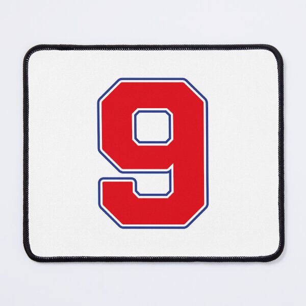 Item preview, Jersey Number 9 / Player Shirt Number Nine (Red with Blue Outline) designed and sold by STUDIO-72.