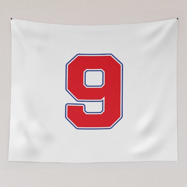 Item preview, Jersey Number 9 / Player Shirt Number Nine (Red with Blue Outline) designed and sold by STUDIO-72.