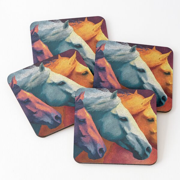 Item preview, Vibrant Trio of Stylized Horses in Bold Colors designed and sold by daila70.