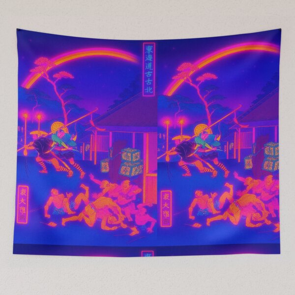 Item preview, Neon Cave Waves: Divers of Enoshima at Dusk designed and sold by Neo-Ukiyo-Wave.