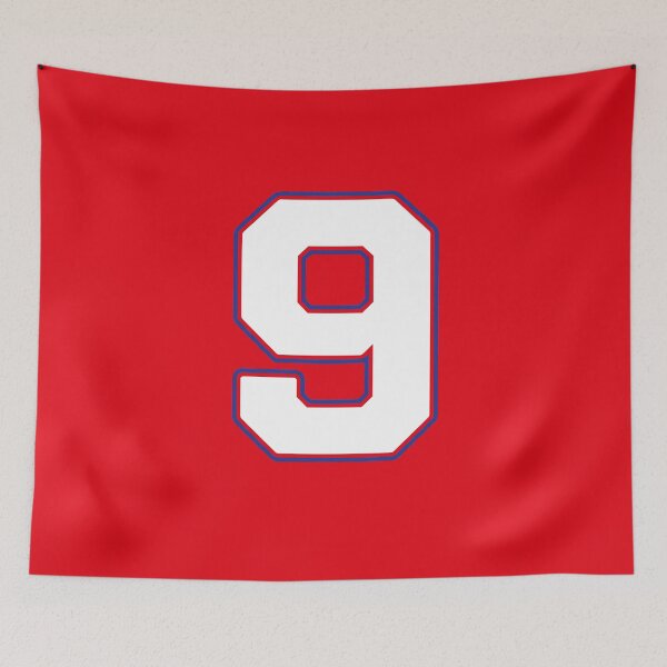 Item preview, Jersey Number 9 / Player Shirt Number Nine (White with Blue Outline) designed and sold by STUDIO-72.