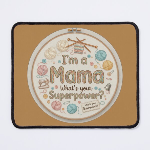 Item preview, I'm a Mama, What's Your Superpower? - Knitting Sewing Embroidery Craft Hobby Gift designed and sold by D-Islamic.