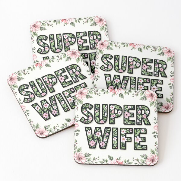 Item preview, super wife floral typography 2 colorful design designed and sold by SmashingDeals.