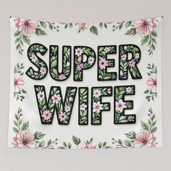 Item preview, super wife floral typography 2 colorful design designed and sold by SmashingDeals.