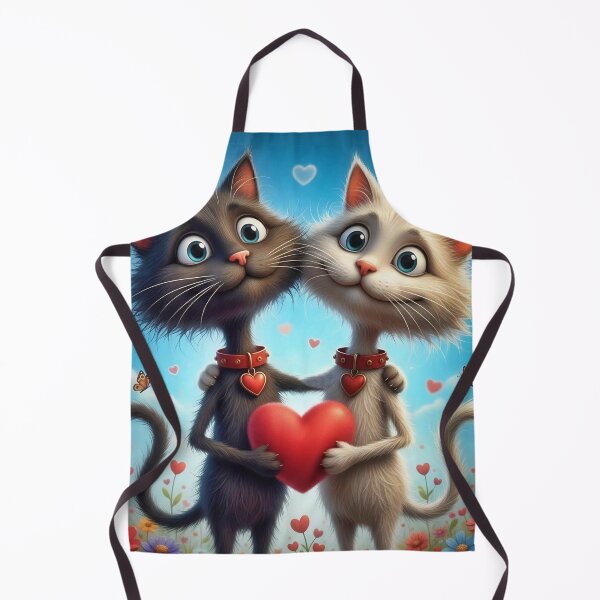 Item preview, Cute Cat Couple Holding Heart – Romantic Cartoon Kittens in Flower Field designed and sold by Pixel Pout.