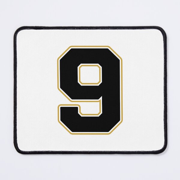 Item preview, Jersey Number 9 / Player Shirt Number Nine (Black with Gold Outline) designed and sold by STUDIO-72.