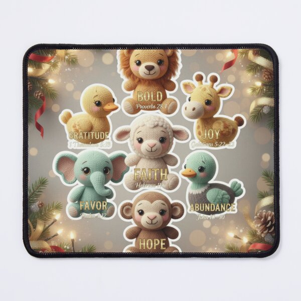 Item preview, Knitted Baby Animals Vision Board – Faith, Joy & Gratitude Scripture Stickers designed and sold by vineartstudio.