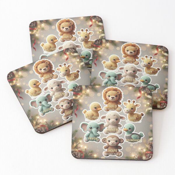 Item preview, Knitted Baby Animals Vision Board – Faith, Joy & Gratitude Scripture Stickers designed and sold by vineartstudio.
