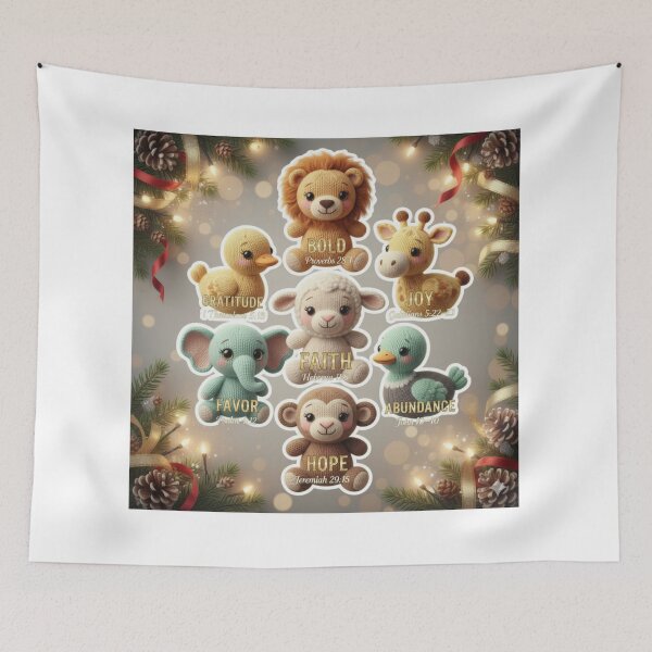 Item preview, Knitted Baby Animals Vision Board – Faith, Joy & Gratitude Scripture Stickers designed and sold by vineartstudio.