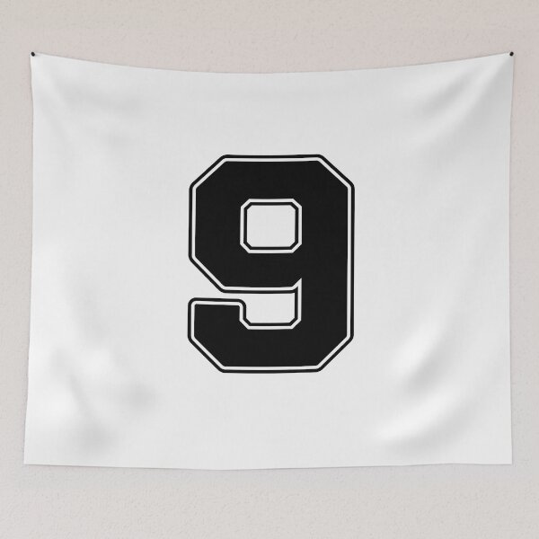 Item preview, Jersey Number 9 / Player Shirt Number Nine (Black with Black Outline) designed and sold by STUDIO-72.
