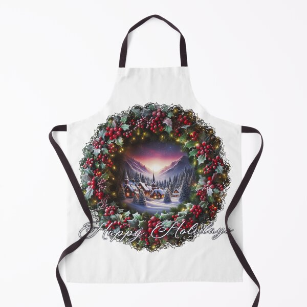 Item preview, Christmas Wreath With Winter Town Landscape Scene Happy Holidays designed and sold by KraftyDesignz.