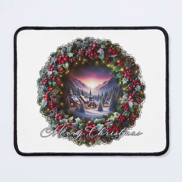 Item preview, Christmas Wreath With Winter Town Landscape Scene Merry Christmas designed and sold by KraftyDesignz.