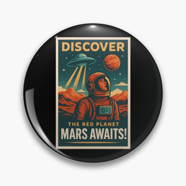 Item preview, Discover Mars Retro Sci Fi Poster with Astronaut and UFO. designed and sold by The-T-In-Retro.