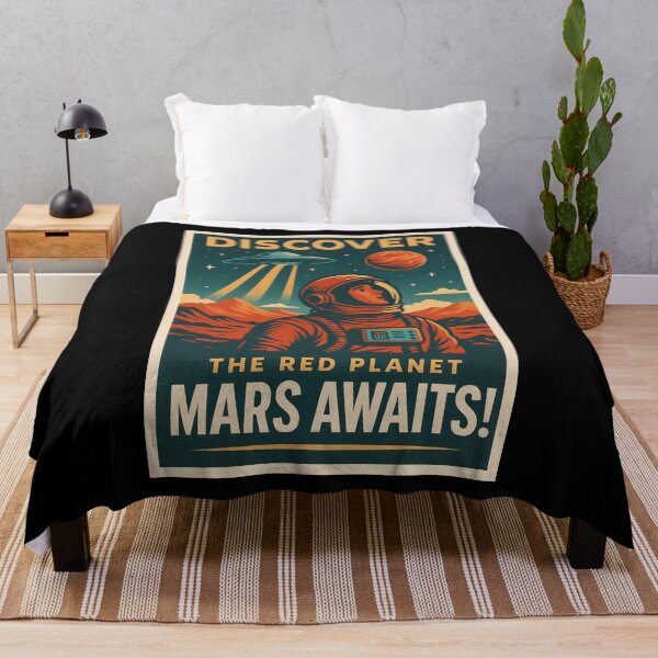 Item preview, Discover Mars Retro Sci Fi Poster with Astronaut and UFO. designed and sold by The-T-In-Retro.