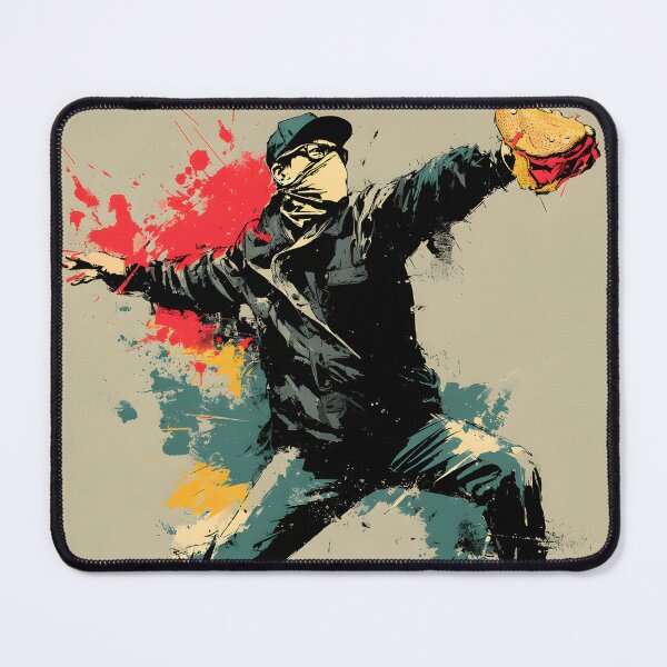 Item preview, Sandwich Guy Street Art Poster – Viral Graffiti Style Food Throwing Artwork for Modern Wall Decor designed and sold by AbstractAuraArt.