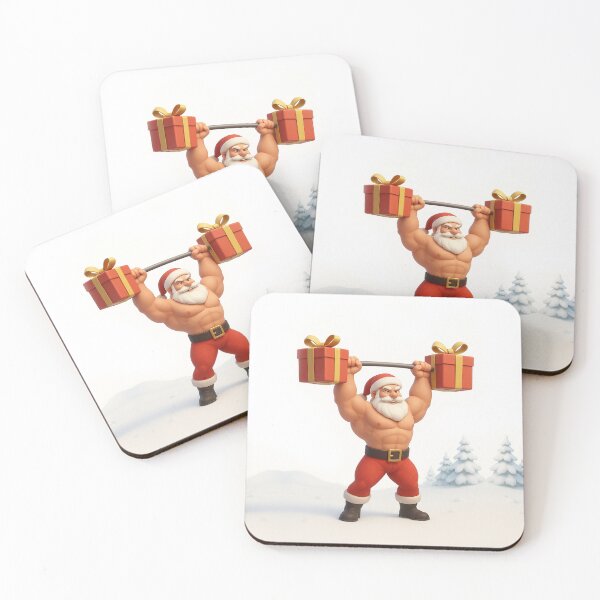 Item preview, Muscular Santa Lifting Gift Weights – Christmas Fitness 3D Art designed and sold by EfraimFunArt.