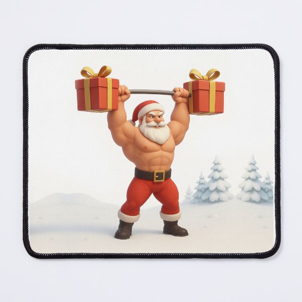 Item preview, Muscular Santa Lifting Gift Weights – Christmas Fitness 3D Art designed and sold by EfraimFunArt.