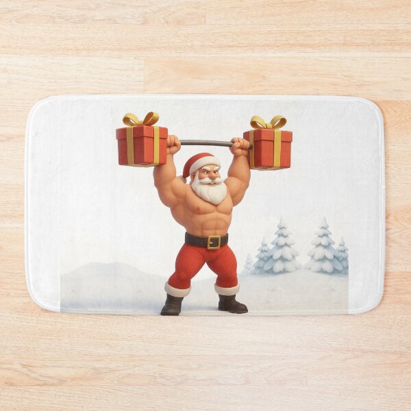Item preview, Muscular Santa Lifting Gift Weights – Christmas Fitness 3D Art designed and sold by EfraimFunArt.