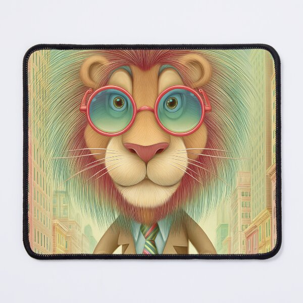 Item preview, Stylish Lion in a Suit with Glasses in City Scene designed and sold by Artessie.