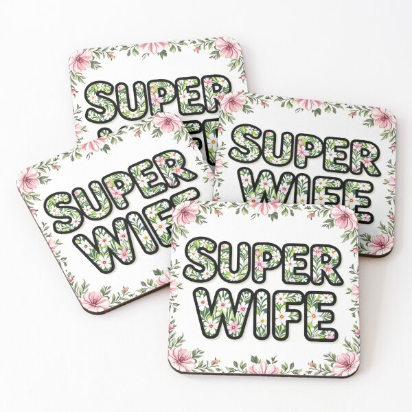 Item preview, super wife floral typography 3 colorful design designed and sold by SmashingDeals.