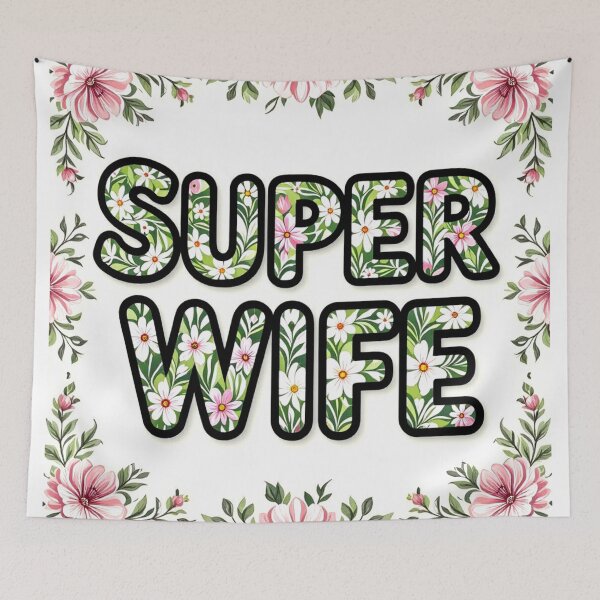 Item preview, super wife floral typography 3 colorful design designed and sold by SmashingDeals.