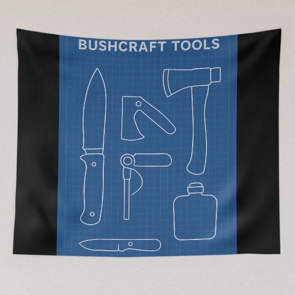 Item preview, Bushcraft Tools Blueprint – Line Art Technical Diagram designed and sold by Tactical Override.