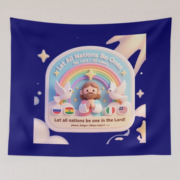 Item preview, ✨ “Let All Nations Be One in the Lord – 3D Label” Design designed and sold by PaintMeWorld.