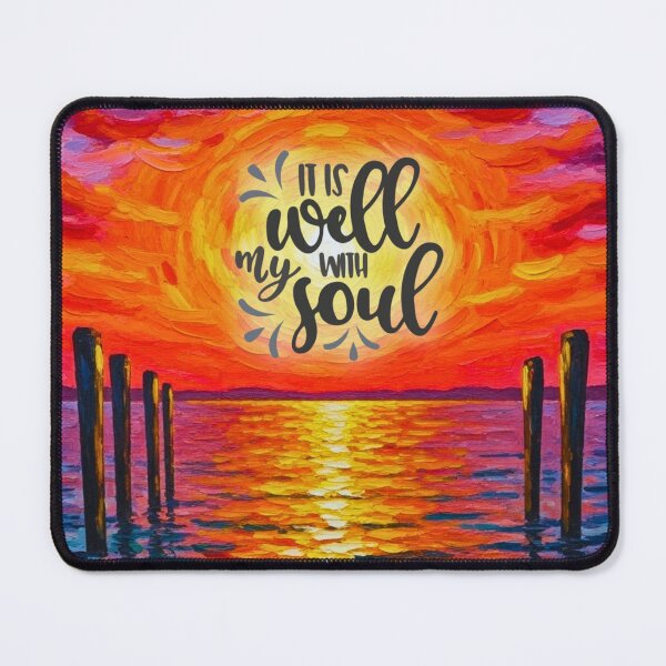 Item preview, “ “It Is Well With My Soul” Christian Sunset Art – Inspirational Hymn Quote Painting Design  designed and sold by Alaska Magick.