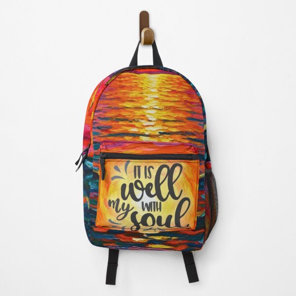 Item preview, “ “It Is Well With My Soul” Christian Sunset Art – Inspirational Hymn Quote Painting Design  designed and sold by Alaska Magick.