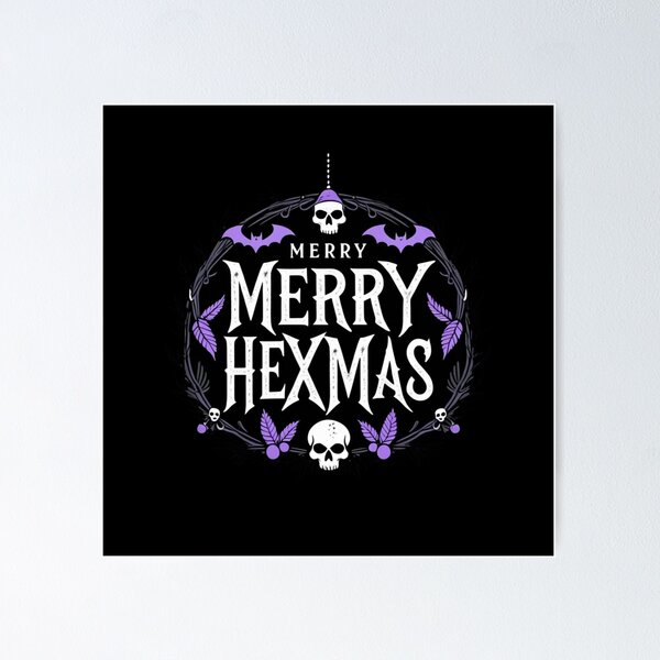 Item preview, Merry Hexmas Holiday Wreath Witchy Gothic Skull  designed and sold by Morikiras.