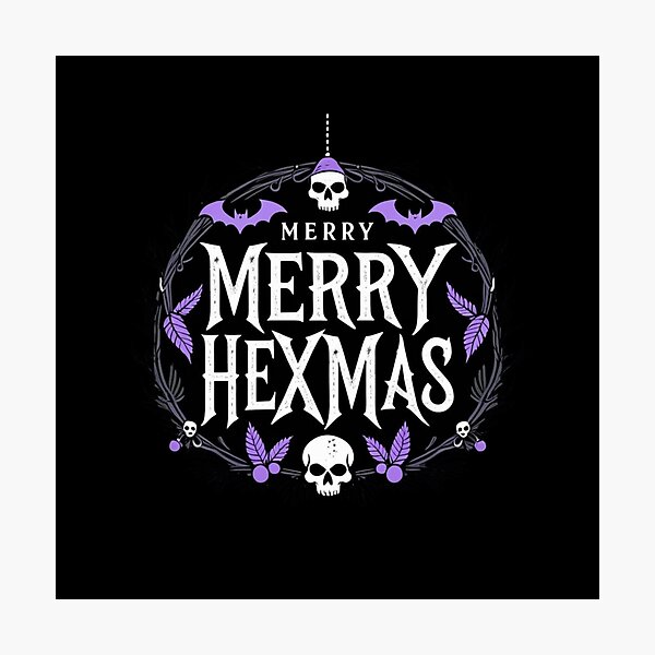 Item preview, Merry Hexmas Holiday Wreath Witchy Gothic Skull  designed and sold by Morikiras.