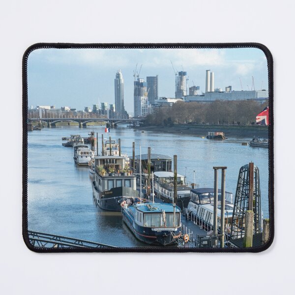 Item preview, Houseboats on the River Thames with London Skyline designed and sold by Greysline.