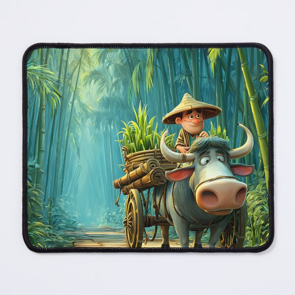 Item preview, Young Farmer Riding a Water Buffalo in a Bamboo Grove designed and sold by Artessie.