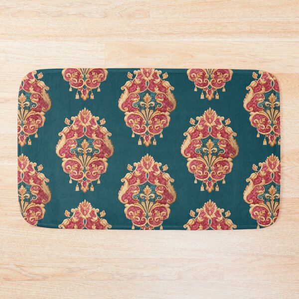 Item preview, Gold red and teal damask painting designed and sold by Patricia-Slade-Designs.