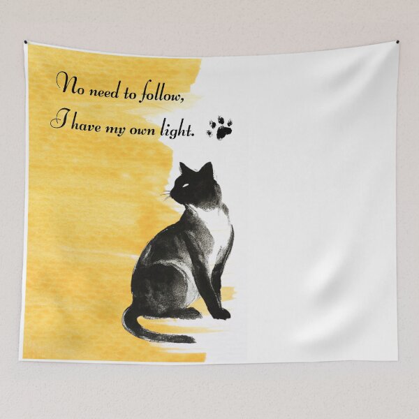 Item preview, Independent Cat Quote Watercolor Art. Self-Reliant Black Cat Paw Print Gift designed and sold by JWSmile.