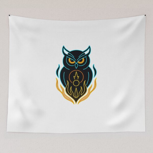 Item preview, Neon Owl Spirit – Glowing Cyber Animal Art designed and sold by GoldenDreamGallery.