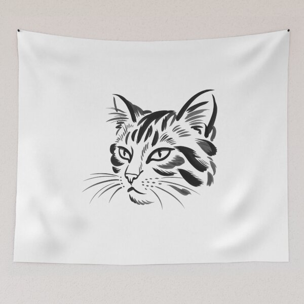 Item preview, Elegant Artistic Brushstroke Feline Art Cat Head designed and sold by chattsuede.
