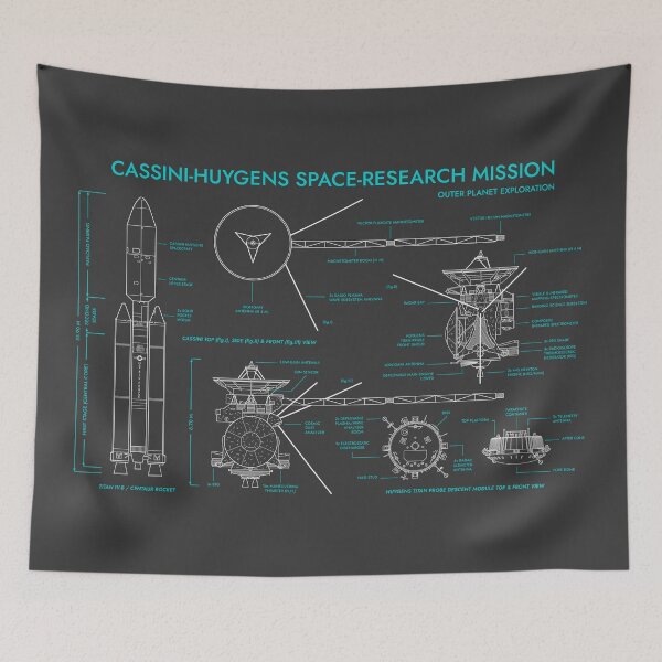 Item preview, Cassini-Huygens Space-Research Mission. Outer Planet Exploration (Grey and Turquoise) designed and sold by BGALAXY.
