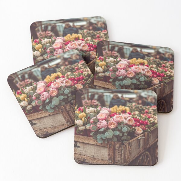 Item preview, Vibrant flower cart at busy market designed and sold by anytka.