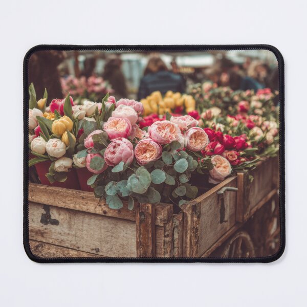 Item preview, Vibrant flower cart at busy market designed and sold by anytka.
