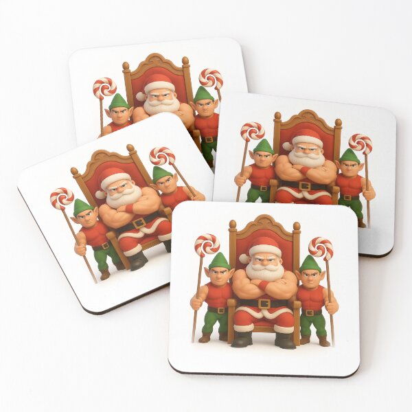 Item preview, Boss Santa Claus with Muscular Elf Guards – 3D Christmas Art designed and sold by EfraimFunArt.