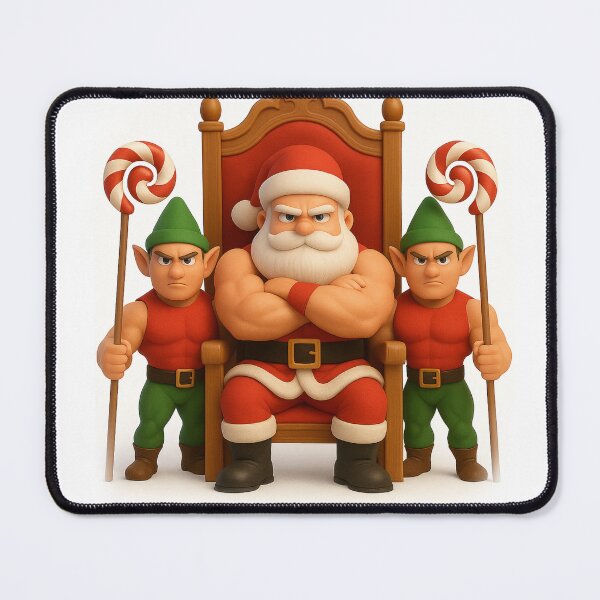 Item preview, Boss Santa Claus with Muscular Elf Guards – 3D Christmas Art designed and sold by EfraimFunArt.