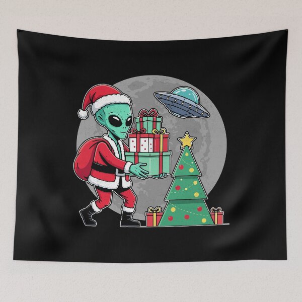 Item preview, Santa alien on Christmas eve designed and sold by FatBirdie.