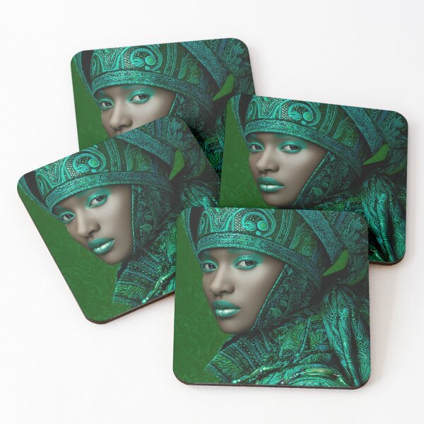 Item preview, Elegant Green Couture Portrait with Cultural Elements designed and sold by Artessie.