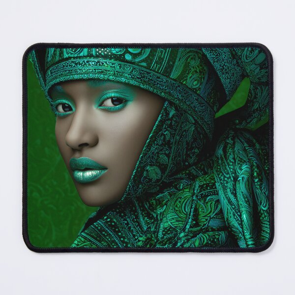 Item preview, Elegant Green Couture Portrait with Cultural Elements designed and sold by Artessie.