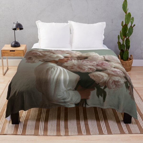 Item preview, Woman with large bouquet of peonies designed and sold by anytka.