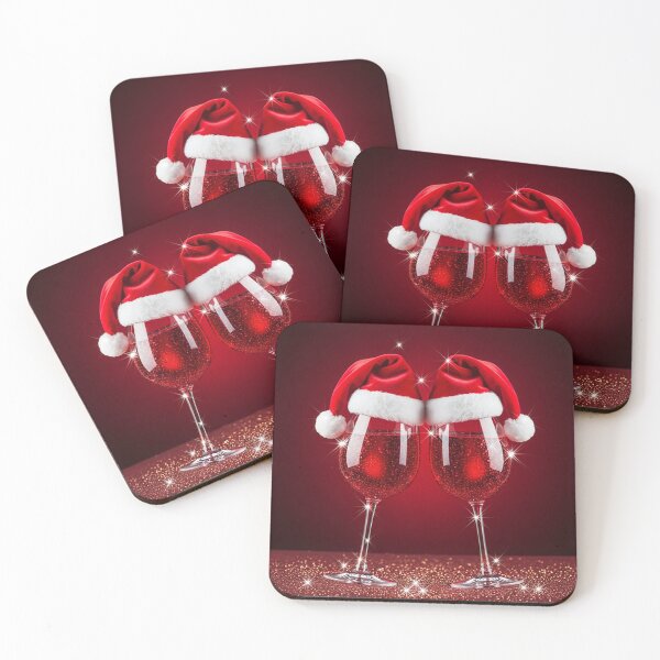 Item preview, Festive Santa Hat Wine Glasses – Sparkling Holiday Celebration Illustration designed and sold by PixelVibe782.