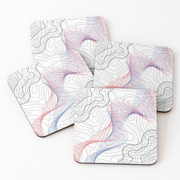 Item preview, Abstract Wave Lines – Red & Blue on Black designed and sold by dainea.